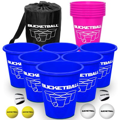 BucketBall | Team Color Edition | Combo Pack (Navy Blue/Pink): Original Yard Pong Game: Best Camping, Beach, Lawn, Outdoor, Family, Adult, Tailgate, Jumbo, Giant Game