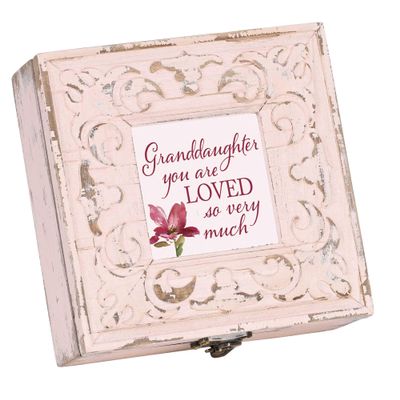 Cottage Garden Granddaughter You Are Loved - Blush Pink 6 x 6 Inch MDF Wood Musical Jewelry Box