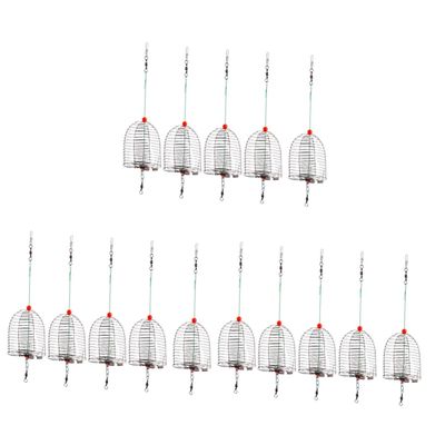 Mipcase 15pcs Bait Cage Fishing Basket Portable for Bait Fishing Easy to Use and Lightweight Design for Outdoor Enthusiasts