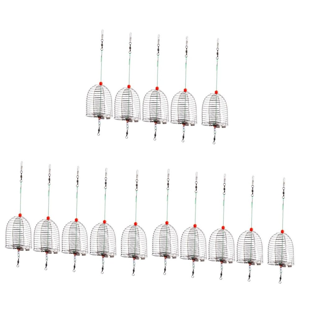 Mipcase 15pcs Bait Cage Fishing Basket Portable for Bait Fishing Easy to Use and Lightweight Design for Outdoor Enthusiasts