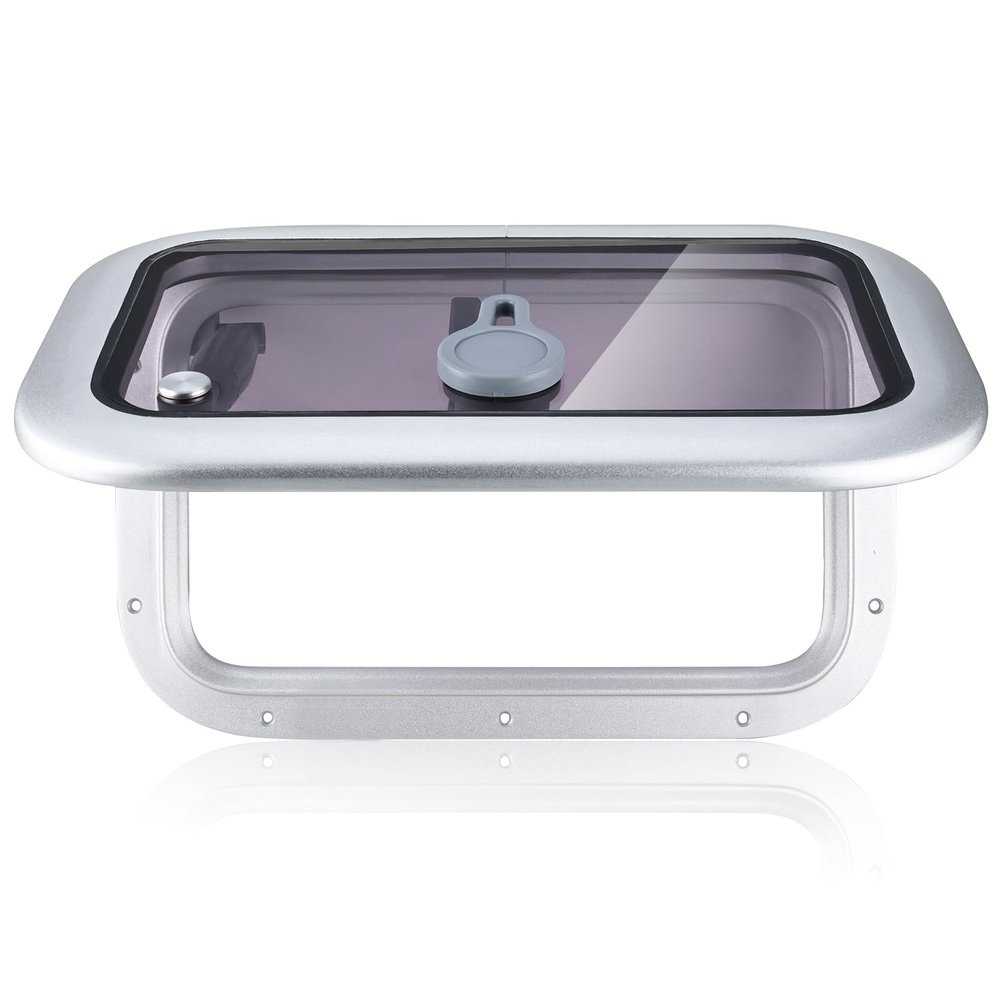 NovelBee 16.2" x10.5" Rectangular Deck Hatch,Aluminum Alloy Boat Porthole Window,Push Out Opening Portlight Window for Boat Yacht RV