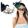 Black Gold Peacock Feather Masquerade Mask for Women - Lace Masquerade Masks for Masquerade Party, Proms, Photo Shoot, Venetian Party, Mardi Gras, Halloween & Cosplay LM3 view 1