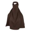 Clobeau Muslim Women Full Face Niqab Veil Saudi Style Single Layer Niqab Face Veil for Hijab, 27" Long, Tie Back, One Piece (Coffee) view 1