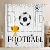 Castle Fairy Soccer Window Curtains,Boys Ball Sports Games Themed Court Window Treatments for Kitchen,3D Football Trophy Printed White Field Polyetser Window Drapes, 2 Panels, 52Wx84L inch view 1