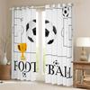 Castle Fairy Soccer Window Curtains,Boys Ball Sports Games Themed Court Window Treatments for Kitchen,3D Football Trophy Printed White Field Polyetser Window Drapes, 2 Panels, 52Wx84L inch view 2