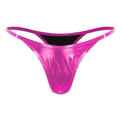 Freebily Women's Metallic Micro G-String Thong Underwear Bikini Knickers High Waist Sexy T-Back Briefs Hot Pink Large