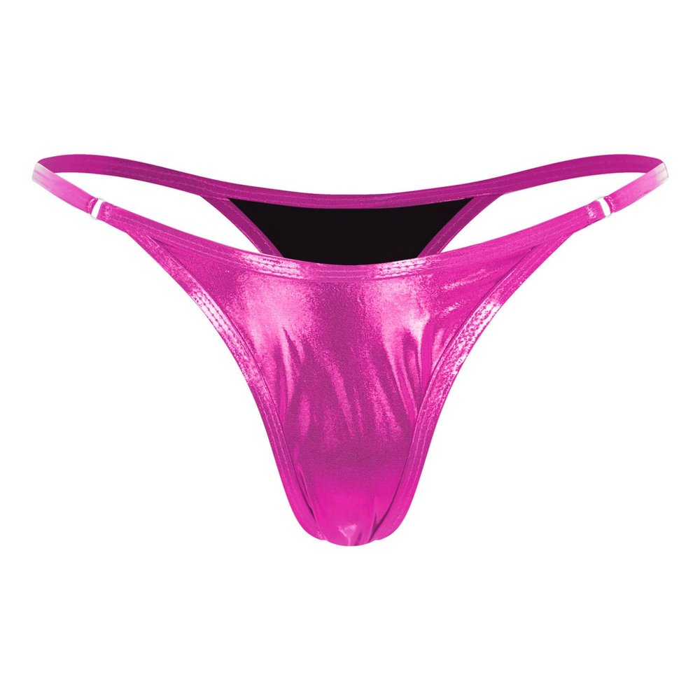 Freebily Women's Metallic Micro G-String Thong Underwear Bikini Knickers High Waist Sexy T-Back Briefs Hot Pink Large