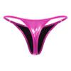 Freebily Women's Metallic Micro G-String Thong Underwear Bikini Knickers High Waist Sexy T-Back Briefs Hot Pink Large view 3