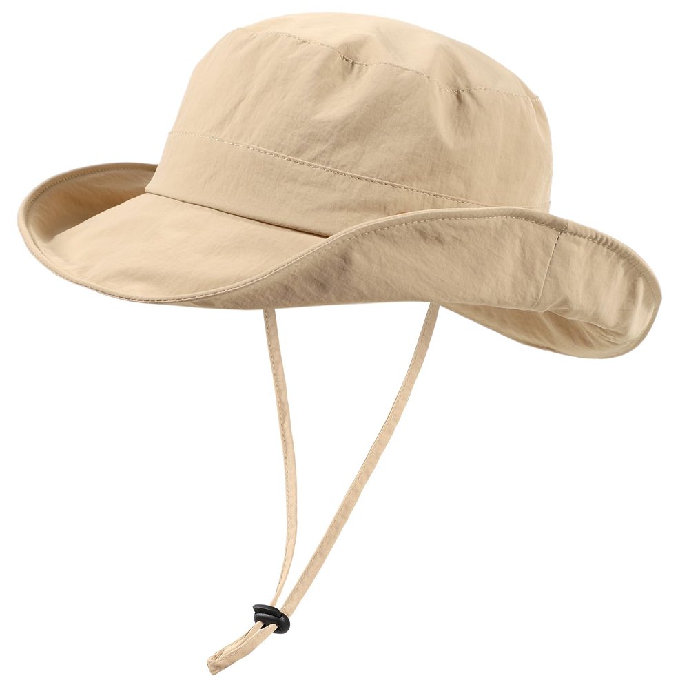 Waterproof Bucket Hats for Women Men Foldable Brim UPF 50+ Floppy Cowboy Rain Hat UV Protection Boonie Sun Hats for Hiking Khaki