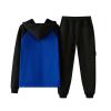 2 Piece Tracksuit Set for Men Athletic Workout Sweatsuit Full Zip Hooded Sweatshirt Coat Corset Leg Cargo Jogger Pant view 2