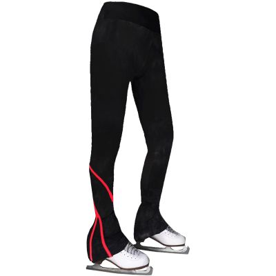 JoyCan Pinstripe Skating Pants for Women Figure Skating Jogging Yoga Dance Training Red