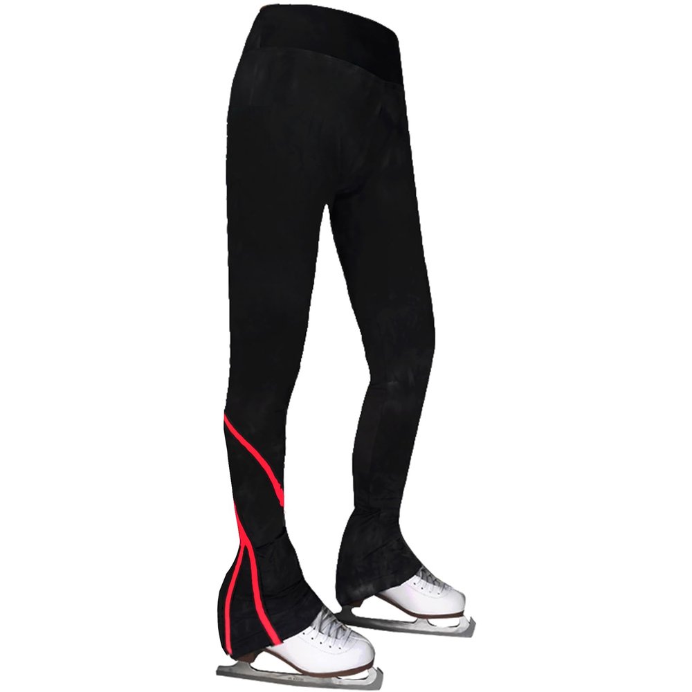 JoyCan Pinstripe Skating Pants for Women Figure Skating Jogging Yoga Dance Training Red