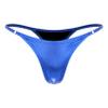 Agoky Women's Shiny Metallic G-String Thong Underwear High Waist Panty T Back Bikini Briefs Panties Blue Large view 1