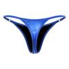 Agoky Women's Shiny Metallic G-String Thong Underwear High Waist Panty T Back Bikini Briefs Panties Blue Large view 4