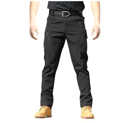 WENKOMG1 Military Pants for Men Wear Resistance Solid/Camouflage Cargo Pants Ripstop Multi-Functional Tactical PantsMen Elastic Slacks Slimming Swim Bottoms Men's Pj Bottoms(Black Large)