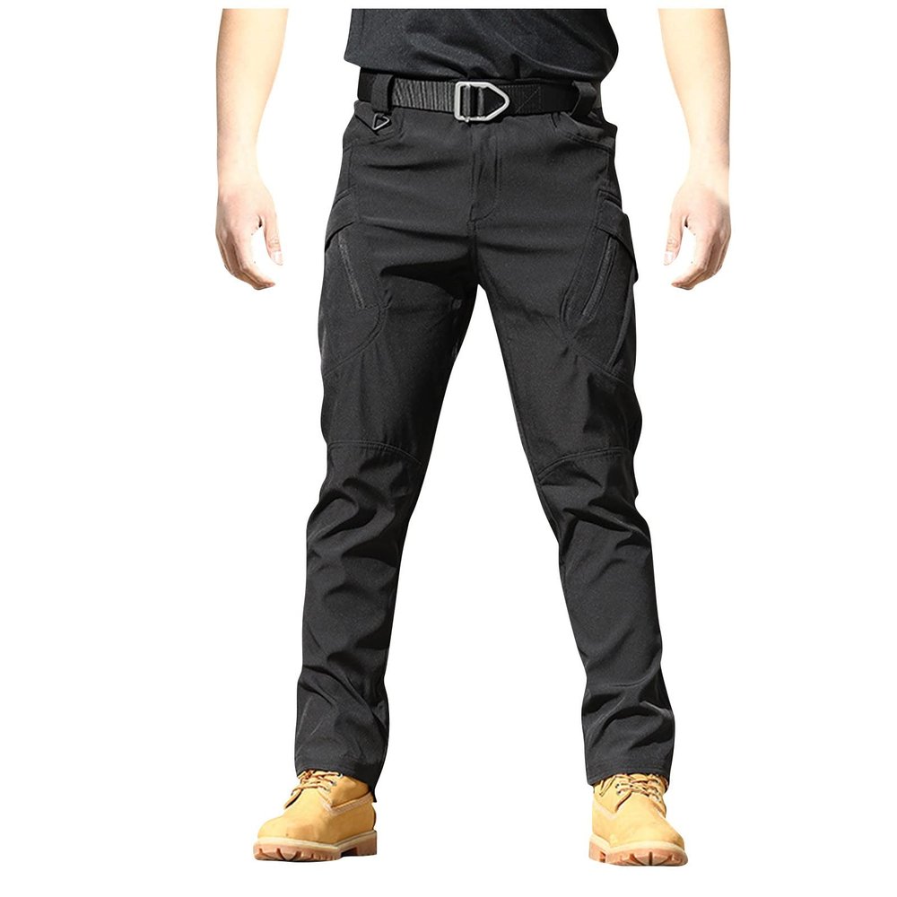 WENKOMG1 Military Pants for Men Wear Resistance Solid/Camouflage Cargo Pants Ripstop Multi-Functional Tactical PantsMen Elastic Slacks Slimming Swim Bottoms Men's Pj Bottoms(Black Large)