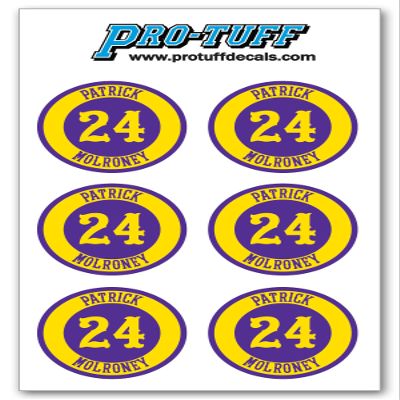 Bat Knob Decals for Baseball Softball Traditional Old Fashioned Letters Number Bats Handle Stickers Set of 4 (Purple/Gold)