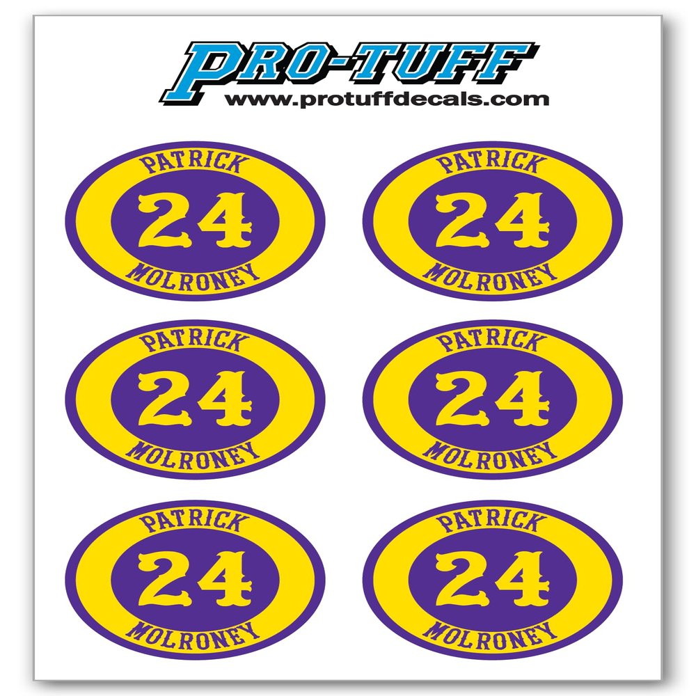 Bat Knob Decals for Baseball Softball Traditional Old Fashioned Letters Number Bats Handle Stickers Set of 4 (Purple/Gold)