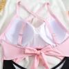Womens One Piece Swimsuits Sexy Tummy Contro1 Halter Twist Front High Cut Bathing Suit Push Up Solid Color Slim Fit Swimwear Pink view 2