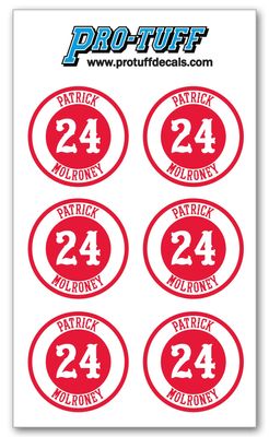 Bat Knob Decals for Baseball Softball Traditional Old Fashioned Letters Number Bats Handle Stickers Set of 4 (Red/White)