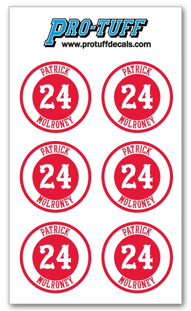 Bat Knob Decals for Baseball Softball Traditional Old Fashioned Letters Number Bats Handle Stickers Set of 4 (Red/White)