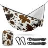 Outdoor Hammock for Camping Western Brown Cow Print Double Single Hammocks with 2 Tree Straps, Lightweight Portable Heavy Duty Nylon Hammocks for Backpacking Travel Beach Backyard Patio Hiking view 1