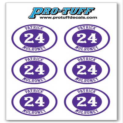 Bat Knob Decals for Baseball Softball Traditional Old Fashioned Letters Number Bats Handle Stickers Set of 4 (Purple/White)