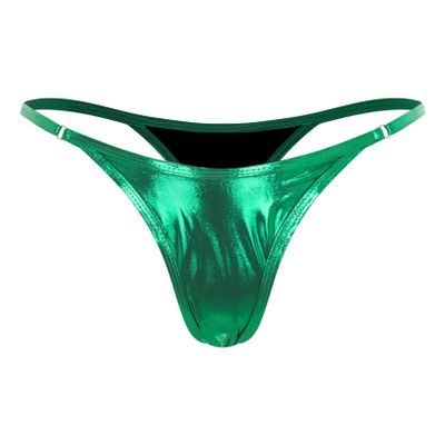 Freebily Women's Metallic Micro G-String Thong Underwear Bikini Knickers High Waist Sexy T-Back Briefs Green Medium