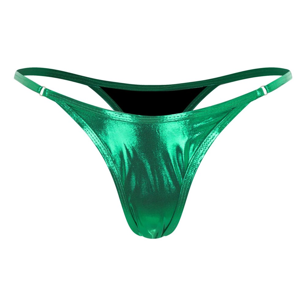 Freebily Women's Metallic Micro G-String Thong Underwear Bikini Knickers High Waist Sexy T-Back Briefs Green Medium