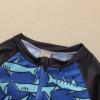 Baby Boy Swimsuit Zipper Bathing Suit Toddler Short Sleeve Rash Guard Beach Swimwear Sunsuit (A-Dark Blue, 3-4 Years) view 3