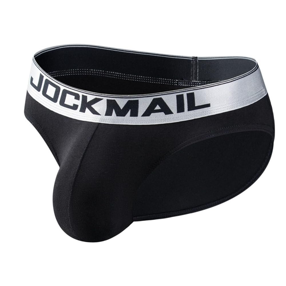 JOCKMAIL Mens Briefs Underwear Men's Cotton Brief Breathable Soft Briefs Sports Underwear for Men (US, Alpha, X-Large, Regular, Regular, 397Black)