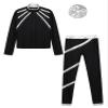 Huimingda Kids Girls Figure Skating Outfit Shiny Ice Skating Jacket with Athletic Leggings Sets Performance Dancewear Silver A 8 Years view 3