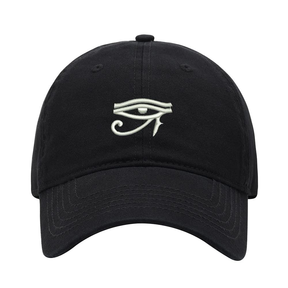 Baseball Cap Men Women Eyes of Horus Embroidered Unisex Classic Adjustable Strapback Dad Hat (7 1/2,Black)