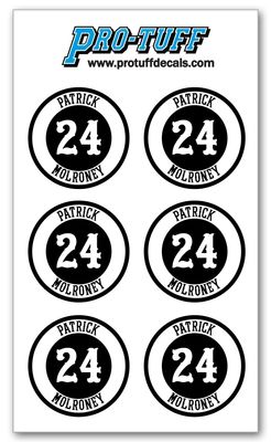 Bat Knob Decals for Baseball Softball Traditional Old Fashioned Letters Number Bats Handle Stickers Set of 4 (Black/White)