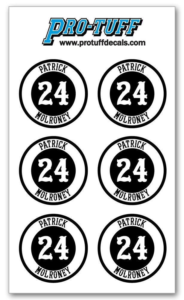 Bat Knob Decals for Baseball Softball Traditional Old Fashioned Letters Number Bats Handle Stickers Set of 4 (Black/White)