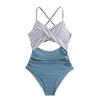 Womens Swimsuits Thong Monokini Cutout High Waisted Bathing Suit Criss Cross Tie Back Swimsuit Women Bathing Suits view 3