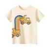 6 Apparel Short Sleeve Tees Cotton Casual Car Rainbow Graphic Crewneck Summer Top Clothes T Shirts (Beige, 12-24 Months) view 1