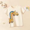 6 Apparel Short Sleeve Tees Cotton Casual Car Rainbow Graphic Crewneck Summer Top Clothes T Shirts (Beige, 12-24 Months) view 3