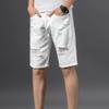 JEsilunmaMY Men's Casual Cotton Ripped Denim Shorts Stretchy Breathable Jean Short with Pocket Slim Fit Summer Short Jeans (White,29) view 2