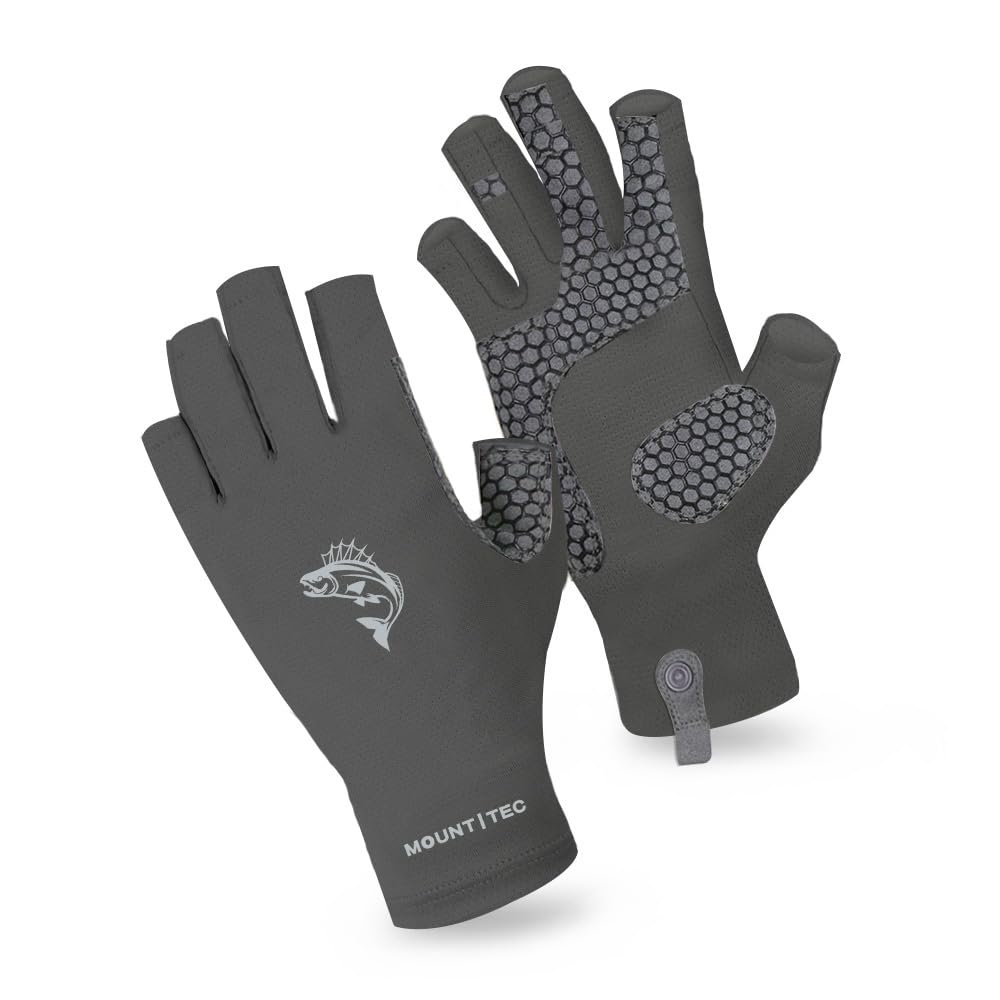 MOUNT TEC Womens Sunscreen Gloves UV Protection Sunblock Fingerless Gloves for Driving Riding Fishing Golfing Outdoor Activities (Charcoal,S)