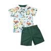 allshope Toddler Baby Boy Summer Outfit Short Sleeve Animal Print Shirt Top and Casual Shorts Set Cute Kids Clothes (Green, 18-24 Months) view 1