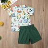allshope Toddler Baby Boy Summer Outfit Short Sleeve Animal Print Shirt Top and Casual Shorts Set Cute Kids Clothes (Green, 18-24 Months) view 3