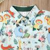 allshope Toddler Baby Boy Summer Outfit Short Sleeve Animal Print Shirt Top and Casual Shorts Set Cute Kids Clothes (Green, 18-24 Months) view 4