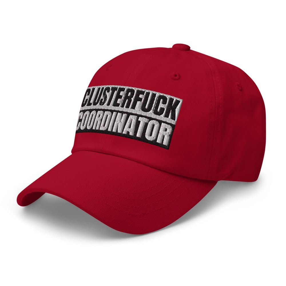 RIVEMUG Clusterfuck Coordinator Cap Relaxed Fit Curved Bill Low Crown Adjustable Funny Aduilt Humor Dad Hat Cranberry