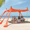 Gardentime Beach Tent Canopy Sun Shelter 10x10ft UPF50+ Protection Portable Sun Shade Tent with 8 Sandbags, 4 Poles, 2 Sand Shovels, Ground Peg for Outdoor Backyard Camping Fishing Picnic Orange view 1