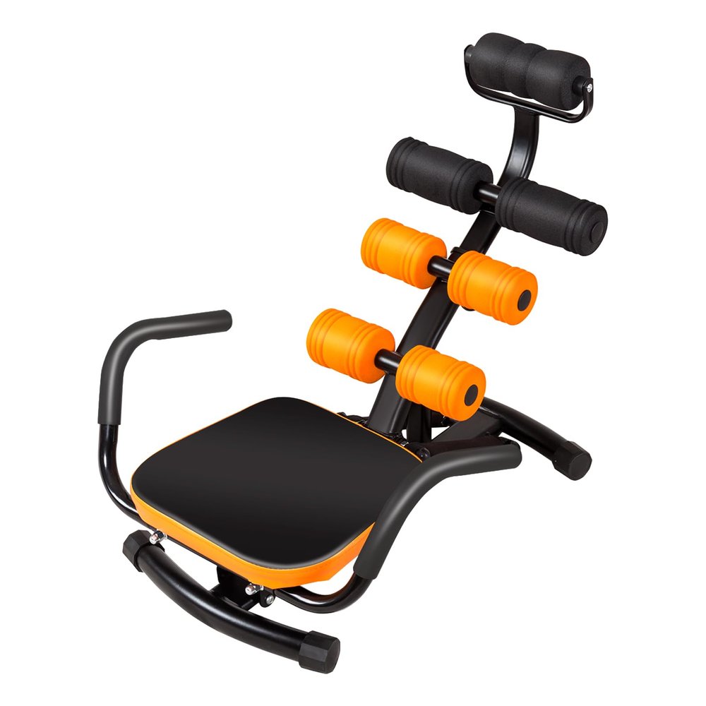 SPORFIT Ab Workout Machine, Height Adjustable Ab Rocker Trainer w/Ergonomic Curved Back, Cushioned Seat, Strong Spring Boost for Core Strength Training, Compact Sit Up Machine for Home Gym