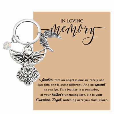 MAOFAED In Memory Of Mom Dad Gift Mother Father Memorial Gift Guardian Angel Keychain Remembrance Gift (father memory kr)