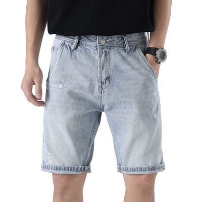 JEsilunmaMY Men's Casual Cargo Denim Shorts Distressed Hip Hop Ripped Short Jeans Relaxed Fit Biker Jeans Shorts Streetwear (Blue,36)