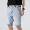 JEsilunmaMY Men's Casual Cargo Denim Shorts Distressed Hip Hop Ripped Short Jeans Relaxed Fit Biker Jeans Shorts Streetwear (Blue,36) view 2