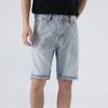JEsilunmaMY Men's Casual Cargo Denim Shorts Distressed Hip Hop Ripped Short Jeans Relaxed Fit Biker Jeans Shorts Streetwear (Blue,36) view 3